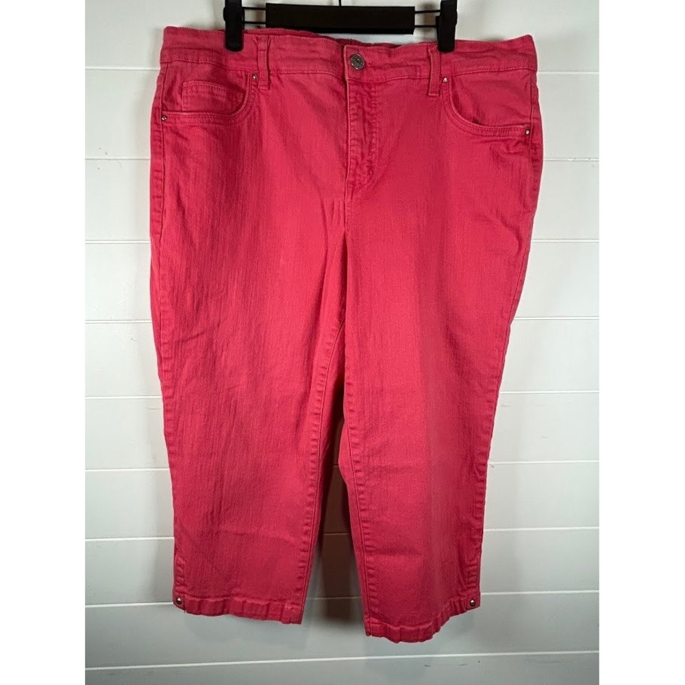 Bandolino Mandie Coral Pink Capri Jeans Womens 18W High Rise Stretch Cropped